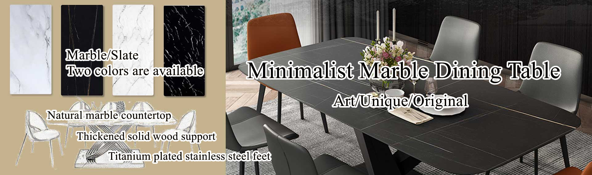 Kalite Minimalist Mermer Yemek Masası Hizmet