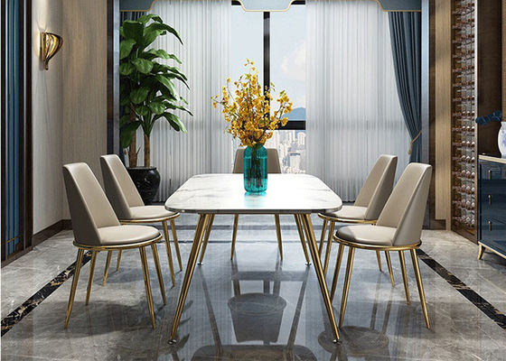 Şık 140x80x76cm Ev Lüks Mermer Yemek Masası
