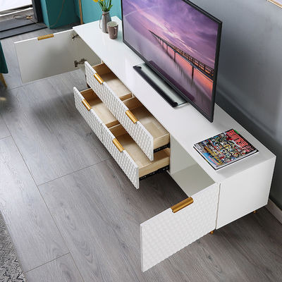 Oturma Odası Orta Sehpa Ve TV Dolabı Mermer Demir Lüks Uzun Şekil