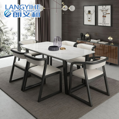 Mermer Masif Ahşap Yemek Masası ve Sandalye İskandinav Modern Minimalist