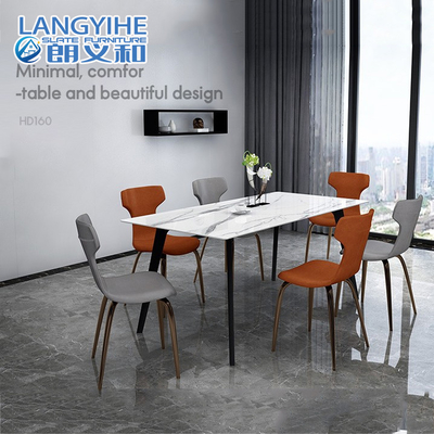 Rock Slab Minimalist Dikdörtgen Mermer Yemek Masası Nordic