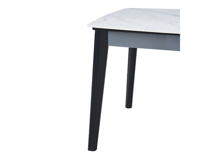 Minimalist Masif Ahşap Dikdörtgen Mermer Yemek Masası
