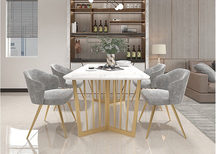 Paslanmaz Çelik Alt Çerçeve Modern Yemek Masası Mermer