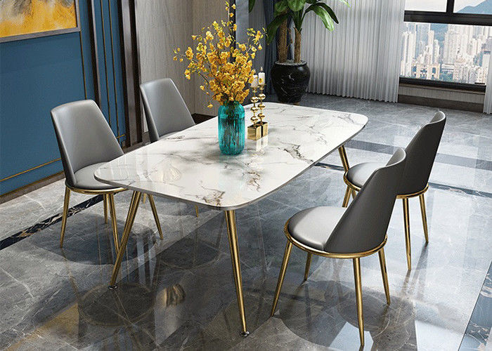 Şık 140x80x76cm Ev Lüks Mermer Yemek Masası