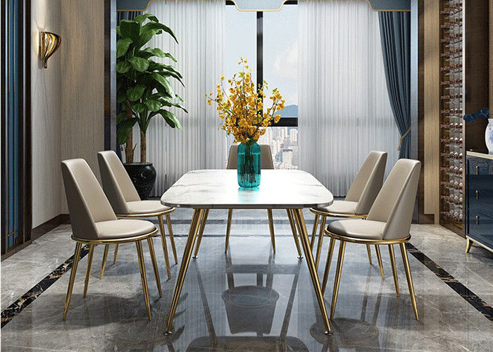 Şık 140x80x76cm Ev Lüks Mermer Yemek Masası