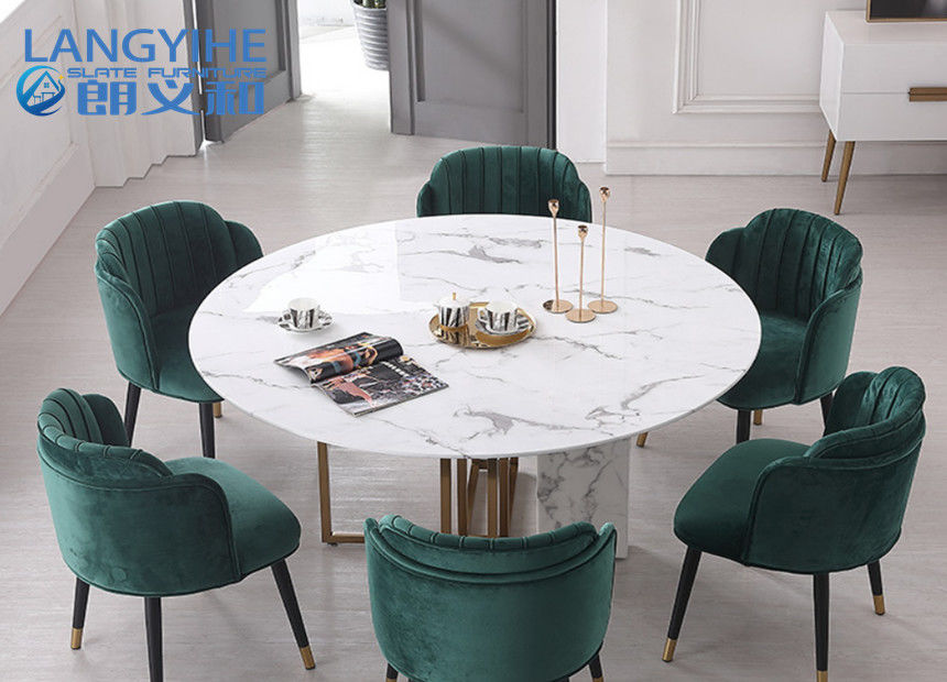 Minimalist Home Odm Circle Mermer Yemek Masası Kombinasyonu Nordic 75cm Yükseklik