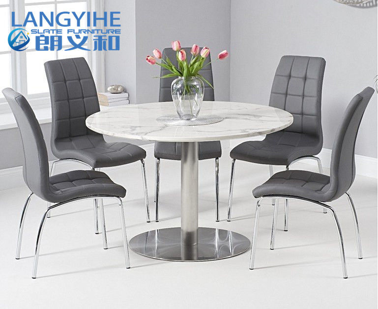 Beyaz Oem Odm Daire Mermer Yemek Masası 120cm