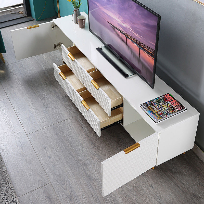Oturma Odası Orta Sehpa Ve TV Dolabı Mermer Demir Lüks Uzun Şekil