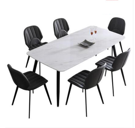 Çizikleri Önler Minimalist Mermer Yemek Masası Ve Sandalye Kombinasyonu
