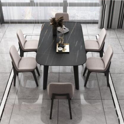 İskandinav Minimalist Ahşap Yemek Masası Işık Lüks Modern 6 Kişilik