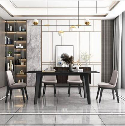 İskandinav Minimalist Ahşap Yemek Masası Işık Lüks Modern 6 Kişilik