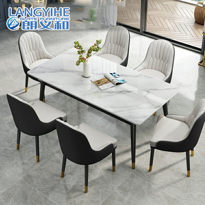 Rock Board Nordic Yemek Masası Ve Sandalye Kombinasyonu Minimalist Ev