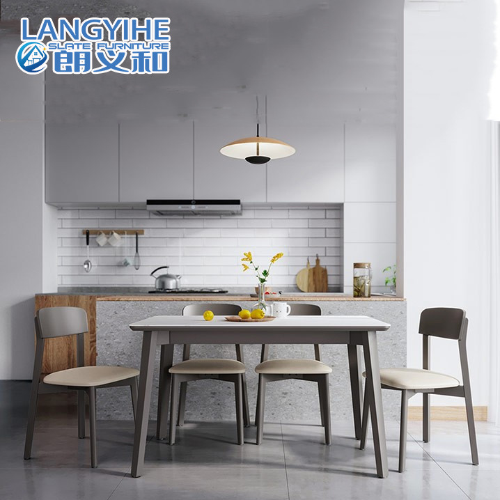 Kompozit Levha Minimalist Mermer Yemek Masası Modern